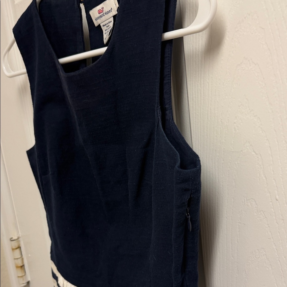 Vineyard Vines Navy and Cream Striped Mini Dress - Picture 3 of 7